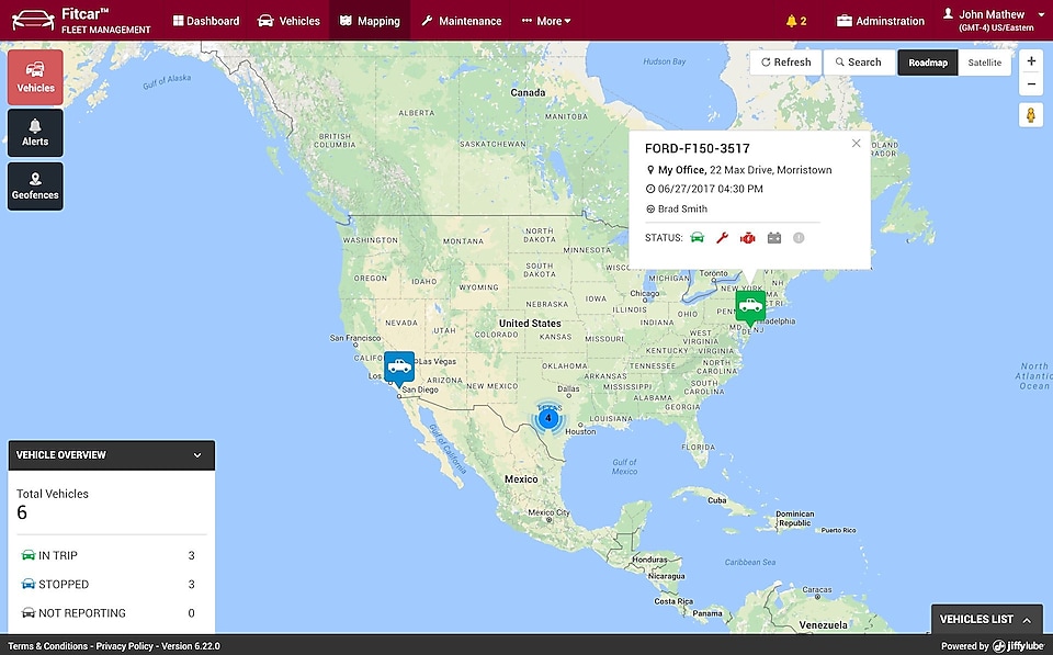Screenshot of Fitcar™  Fleet GPS software 
